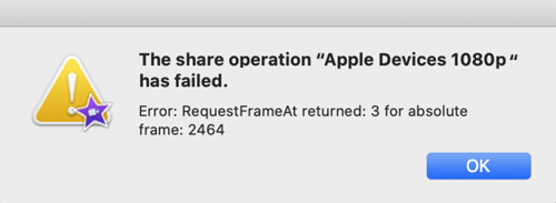 imovie error requestframeat returned